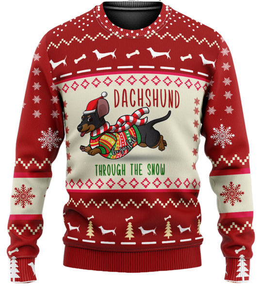 Dachshund Through The Snow Christmas 3D Sweater - Moonbestprint