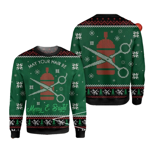 May Your Hair Be Merry & Bright Hairstylist Christmas Sweater - Moonbestprint