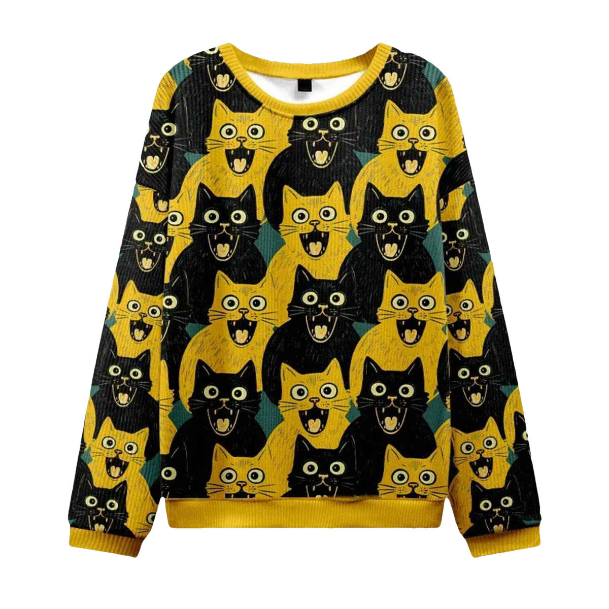 Yellow Cat And Black Cat Christmas Ugly Sweater - Moonbestprint