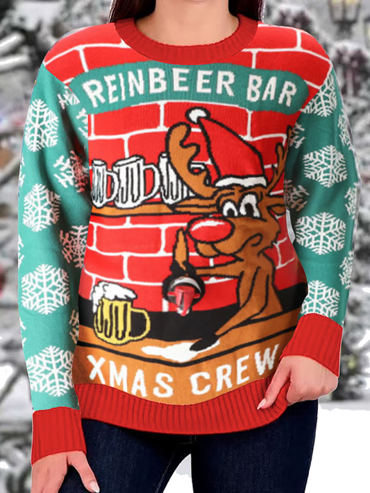 Women's Retro Juice Beverage Dispenser Ugly Christmas Sweater - Moonbestprint