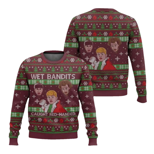 Wet Bandits Caught Red handed Home Alone Ugly Christmas Sweater - Moonbestprint