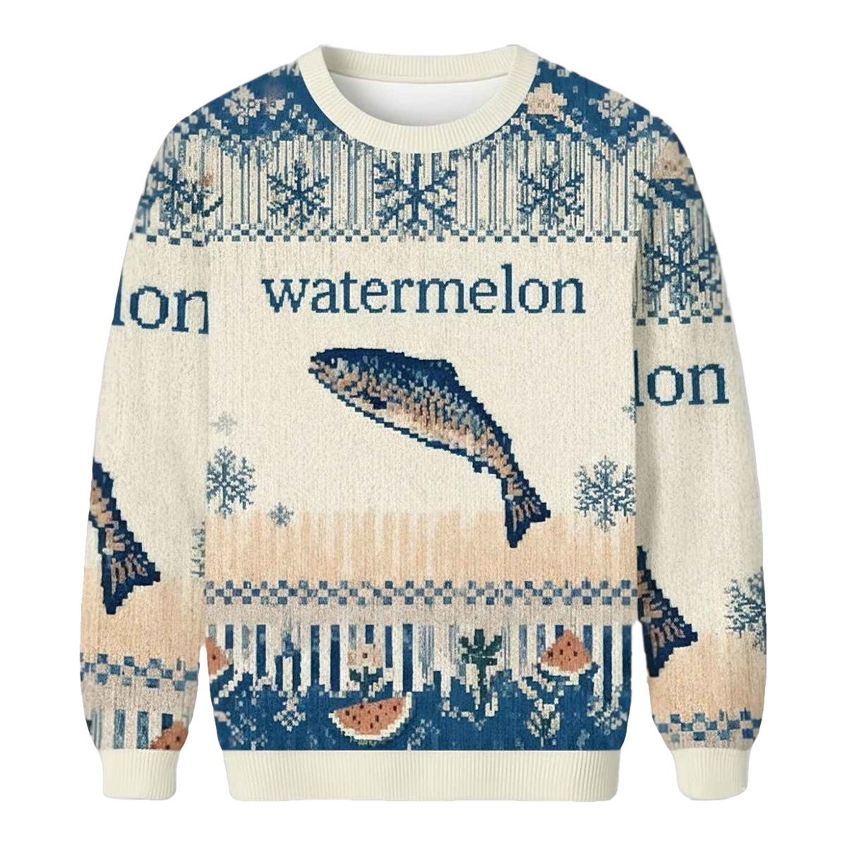 Watermelon Fish Ugly Christmas Sweater - Moonbestprint