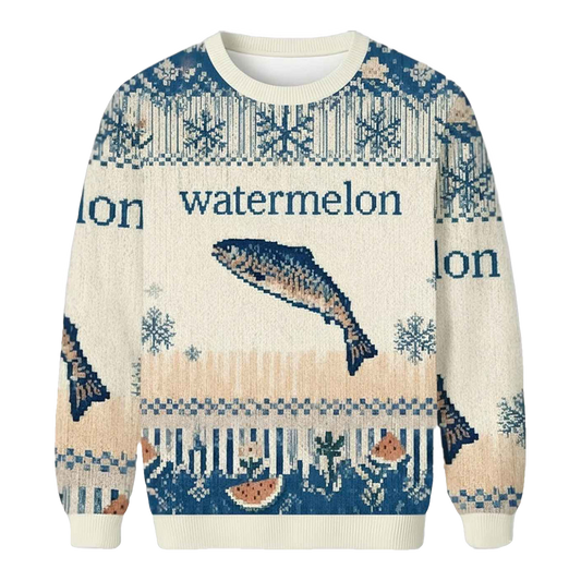 Watermelon Fish Ugly Christmas Sweater - Moonbestprint