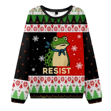 Vintage Resist Frog Christmas Ugly Sweater - Moonbestprint