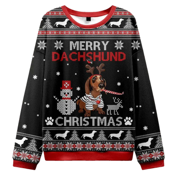 Vintage Merry Dachshund Ugly Christmas Sweater - Moonbestprint