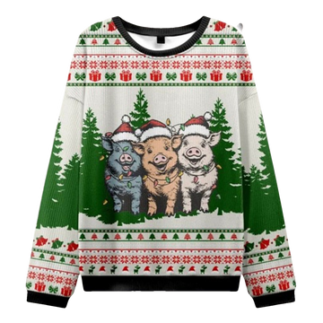 Vintage Christmas Pig Ugly Sweater - Moonbestprint