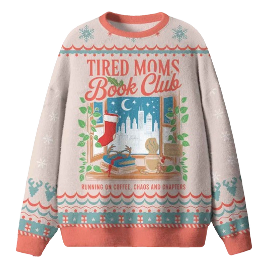 Tired Moms Book Club Ugly Christmas Sweater - Moonbestprint
