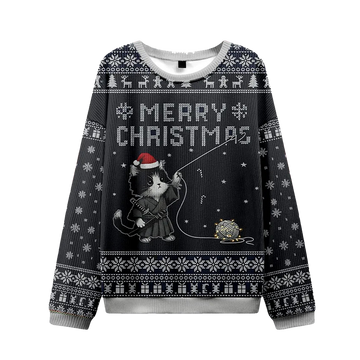 The Cat's Christmas String Pull Christmas Ugly Sweater - Moonbestprint