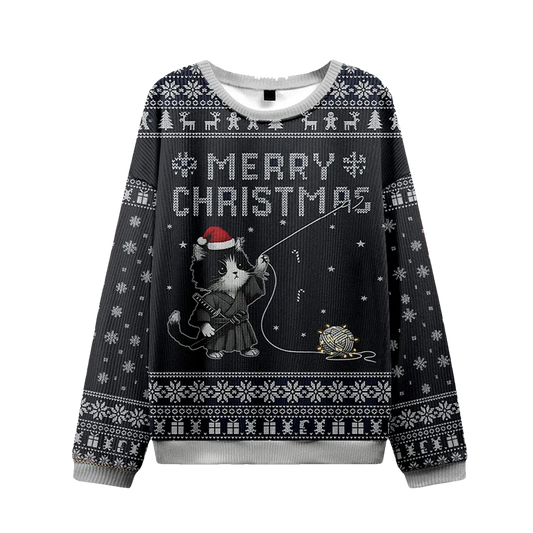 The Cat's Christmas String Pull Christmas Ugly Sweater - Moonbestprint