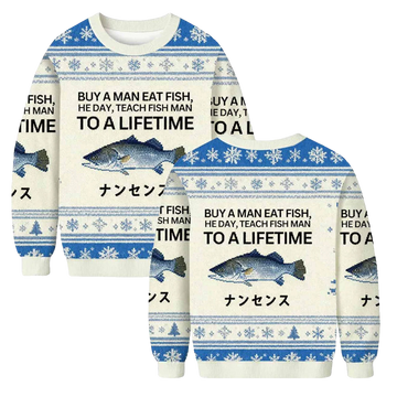 Teach Fish Man To A Lifetime Ugly Christmas Sweater - Moonbestprint