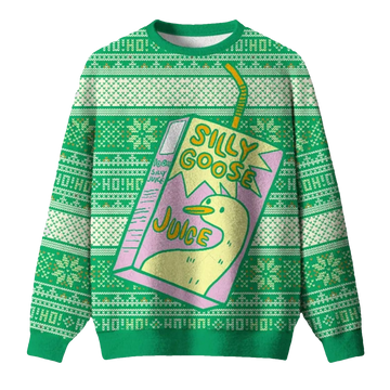 Silly Goose Juice Party Green Christmas Ugly Sweater - Moonbestprint