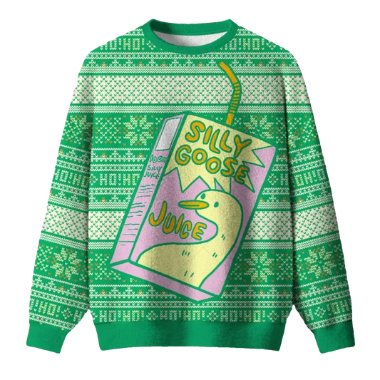 Silly Goose Juice Party Green Christmas Ugly Sweater - Moonbestprint