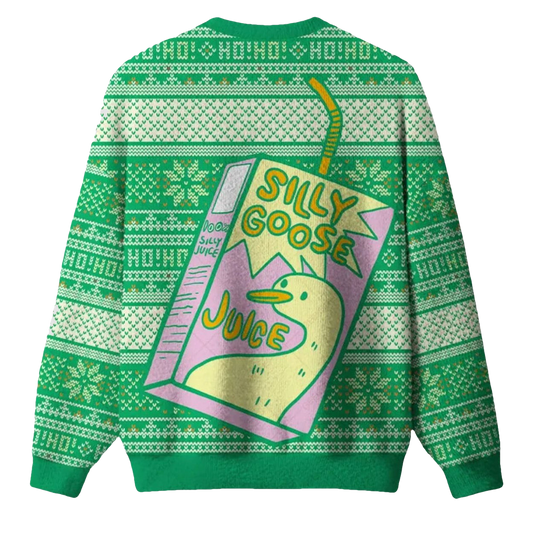 Silly Goose Juice Party Green Christmas Ugly Sweater - Moonbestprint