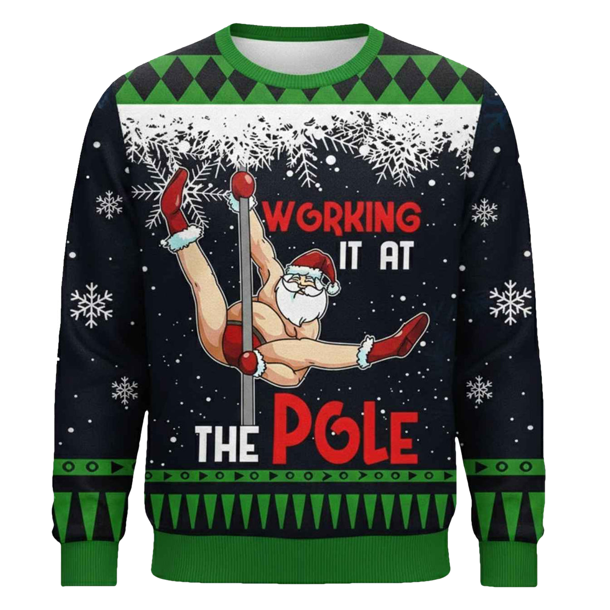 Santa Working It At The Pole Christmas Ugly Sweater - Moonbestprint