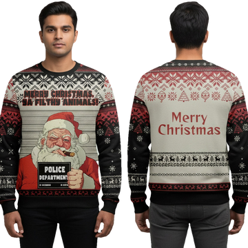 Santa's Mugshot Christmas Ugly Sweater - Moonbestprint