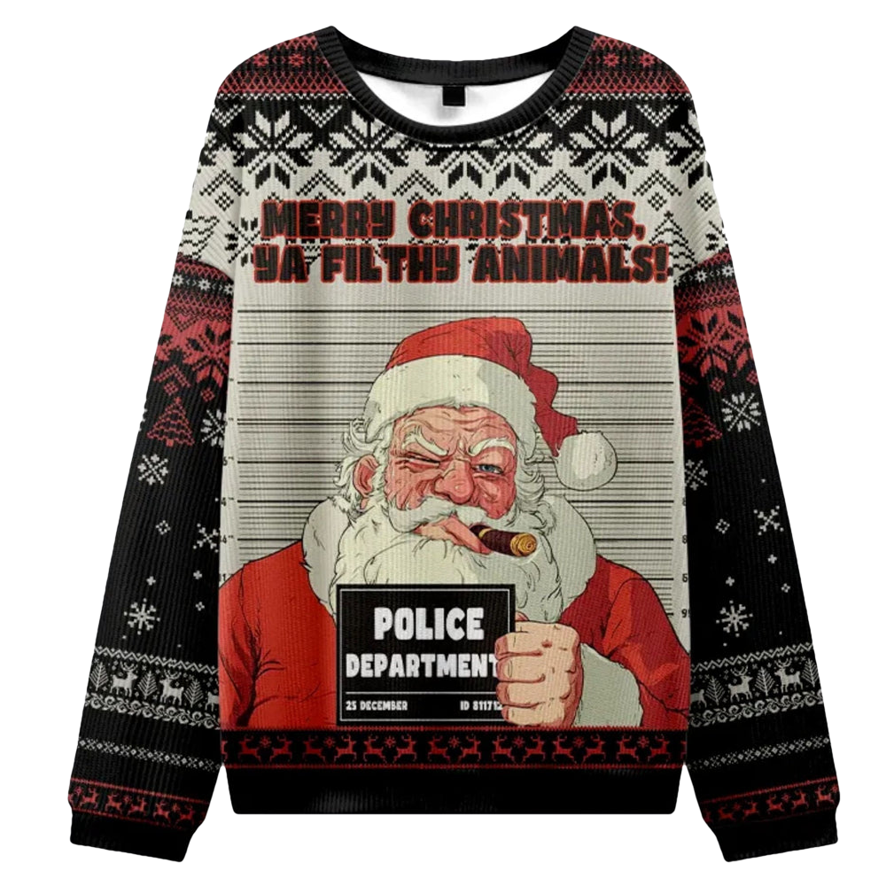 Santa's Mugshot Christmas Ugly Sweater - Moonbestprint