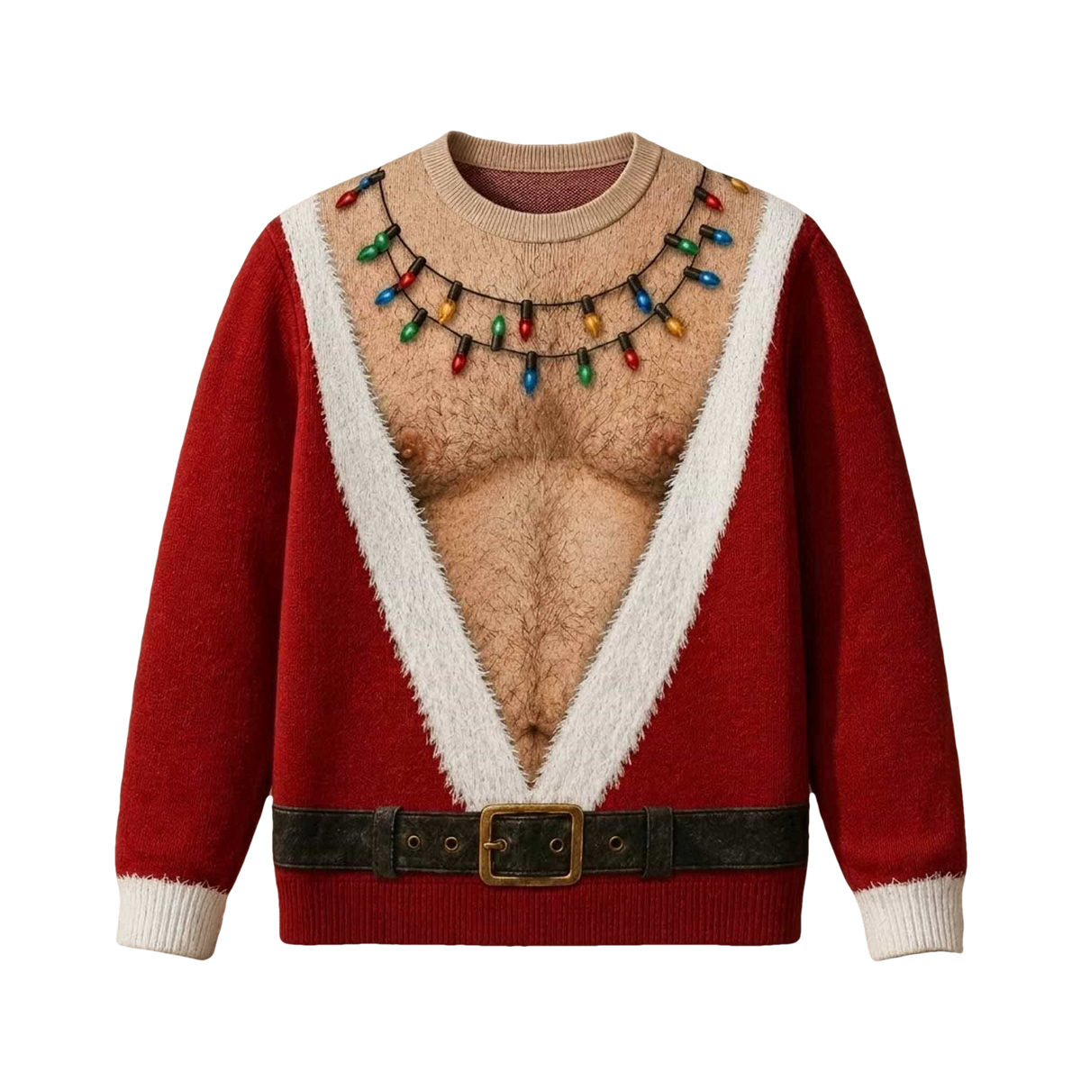 Santa Hairy Chest Christmas Ugly Sweater - Moonbestprint