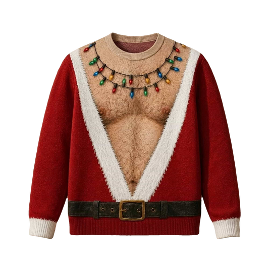 Santa Hairy Chest Christmas Ugly Sweater - Moonbestprint