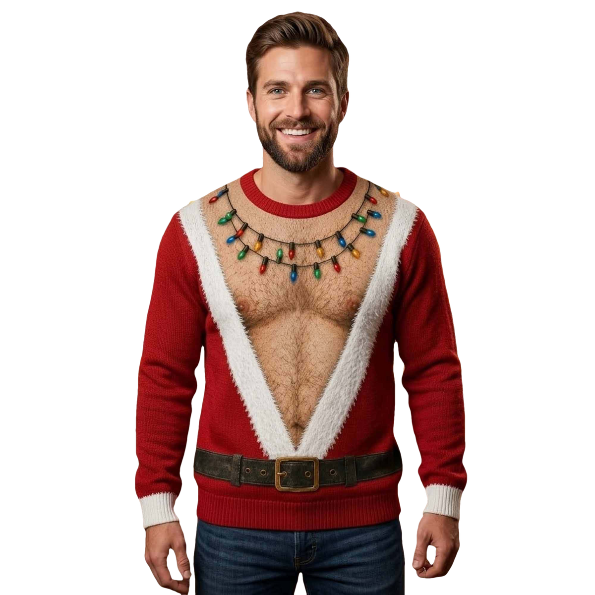 Santa Hairy Chest Christmas Ugly Sweater - Moonbestprint
