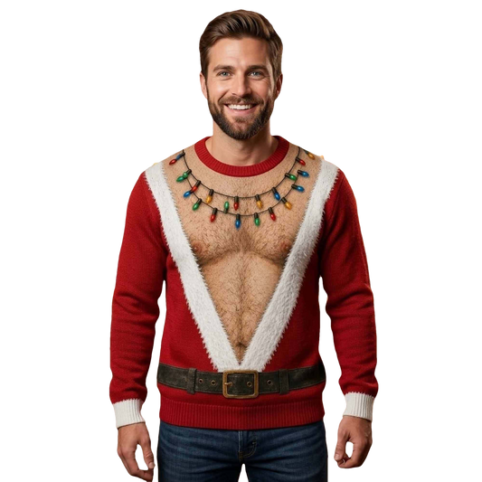 Santa Hairy Chest Christmas Ugly Sweater - Moonbestprint
