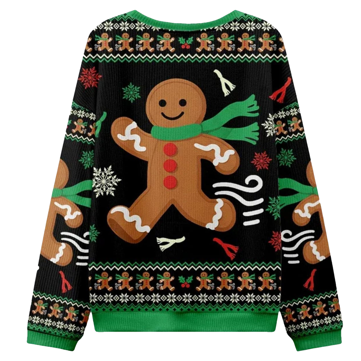 Running Gingerbread Man Christmas Ugly Sweater - Moonbestprint