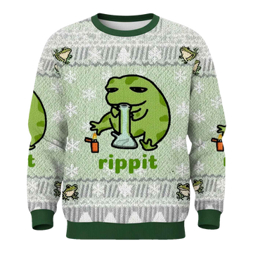 Rippit Frog Bong Christmas Ugly Sweater - Moonbestprint