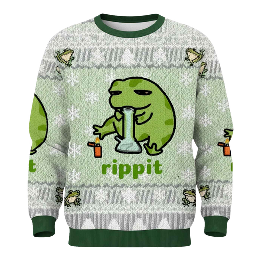 Rippit Frog Bong Christmas Ugly Sweater - Moonbestprint