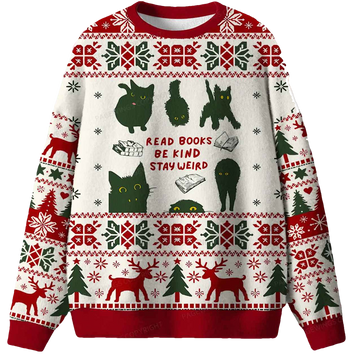 Read Books Be Kind Stay Weird Ugly Christmas Sweater - Moonbestprint