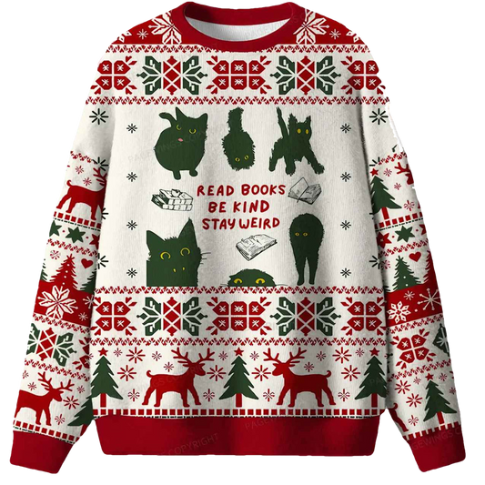 Read Books Be Kind Stay Weird Ugly Christmas Sweater - Moonbestprint