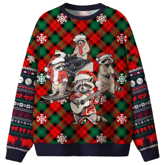 Raccoon Concert Ugly Christmas Sweater - Moonbestprint