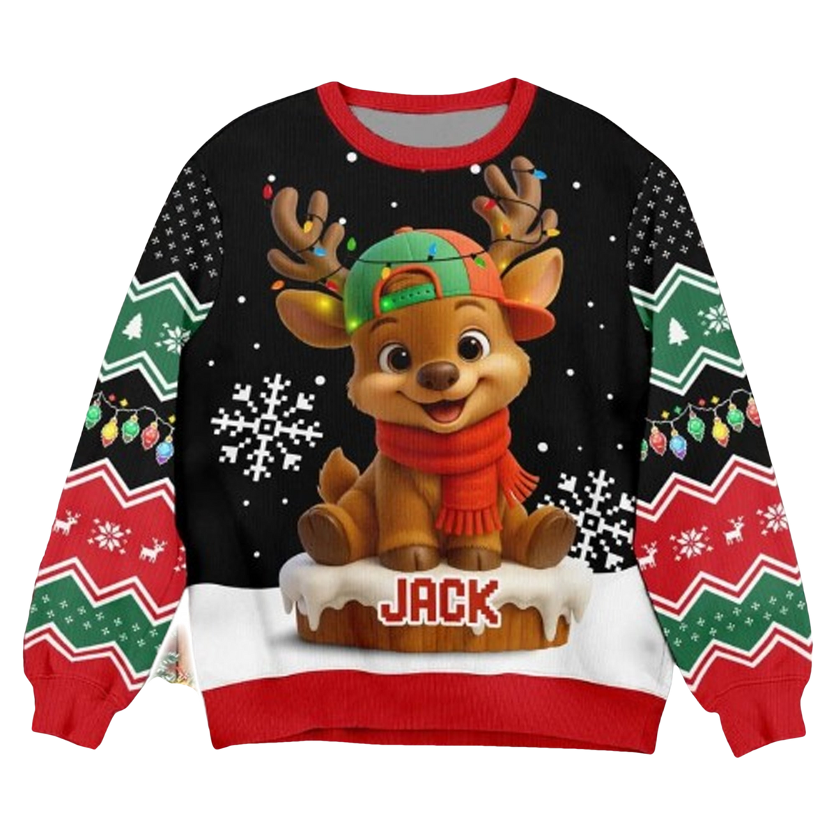 Personalized Baby Reindeer Ugly Christmas Sweater - Moonbestprint