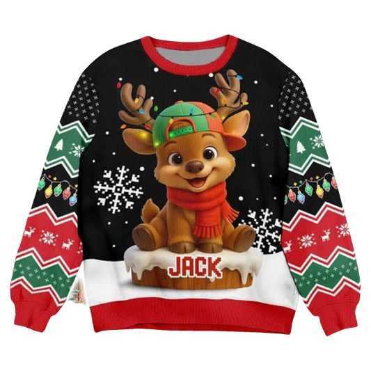 Personalized Baby Reindeer Ugly Christmas Sweater - Moonbestprint