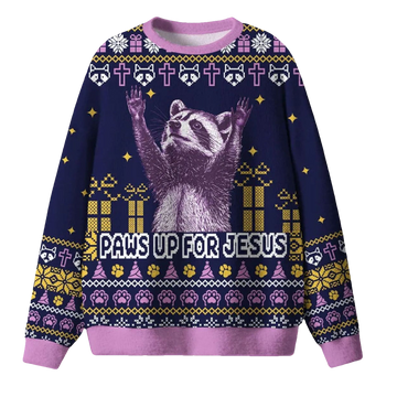Paws Up For Jesus Ugly Christmas Sweater - Moonbestprint