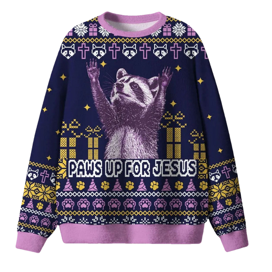 Paws Up For Jesus Ugly Christmas Sweater - Moonbestprint