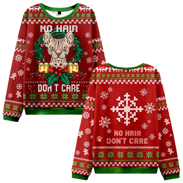 No Hair Don't Care Ugly Sweater - Moonbestprint