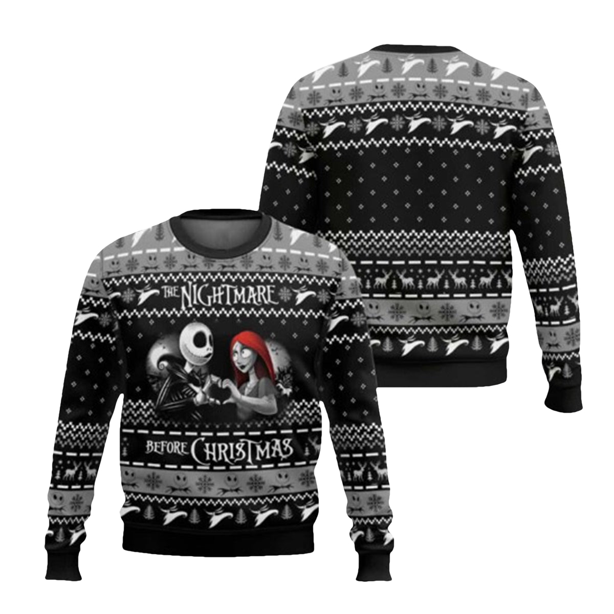 Nightmare Before Xmas Jack Sally Ugly Christmas Sweater - Moonbestprint