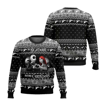 Nightmare Before Xmas Jack Sally Ugly Christmas Sweater - Moonbestprint