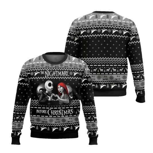 Nightmare Before Xmas Jack Sally Ugly Christmas Sweater - Moonbestprint