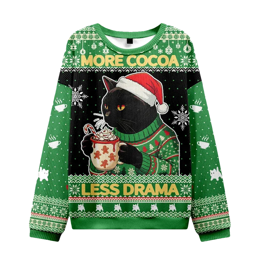 More Cocoa Less Drama Christmas Ugly Sweater - Moonbestprint
