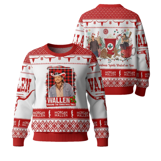 Morgan Wallen Around The Christmas Tree Ugly Christmas Sweater - Moonbestprint