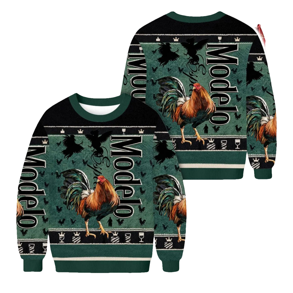 Modelo Rooster Christmas Ugly Sweater - Moonbestprint