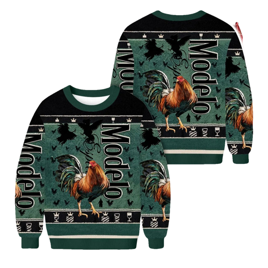 Modelo Rooster Christmas Ugly Sweater - Moonbestprint