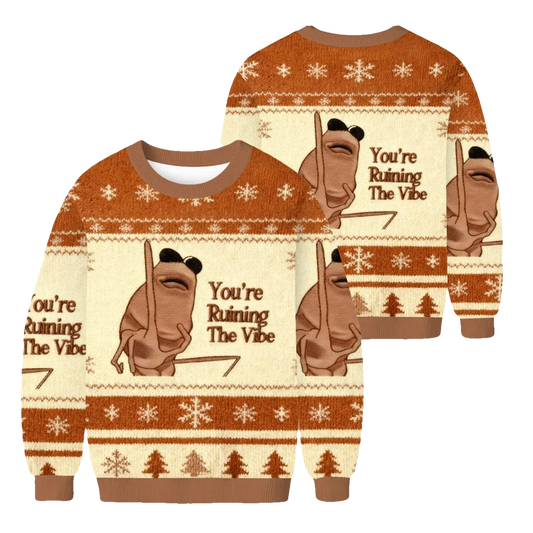 Marcus The Worm You're Ruining The Vibe Christmas Ugly Sweater - Moonbestprint