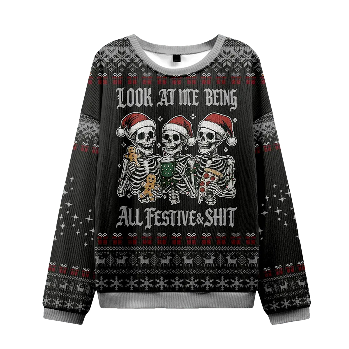 Look at Me Being Festive Skeleton Christmas Ugly Sweater - Moonbestprint
