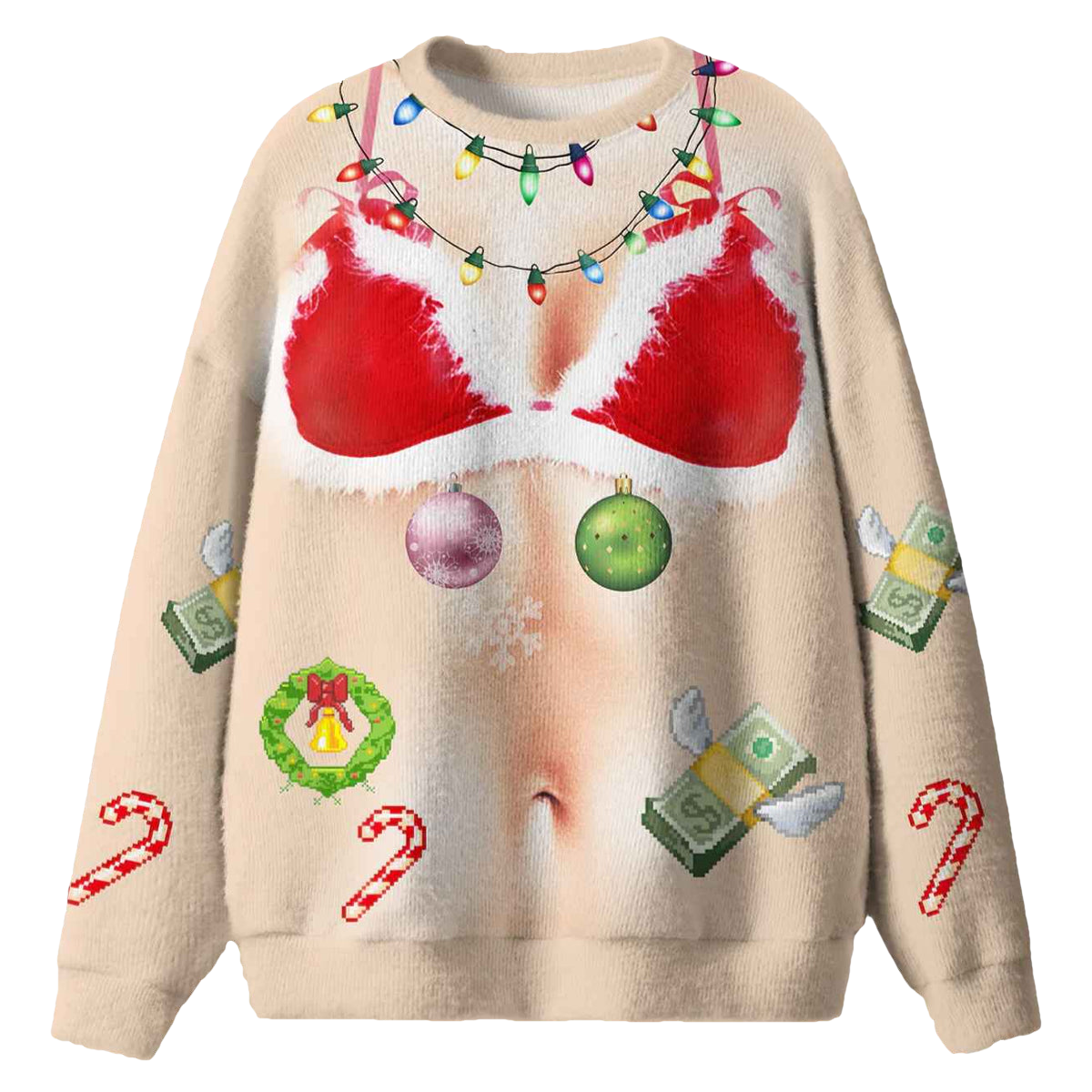 Light Bikini Santa Ugly Christmas Sweater - Moonbestprint