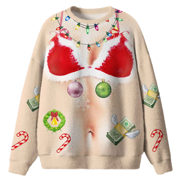 Light Bikini Santa Ugly Christmas Sweater - Moonbestprint