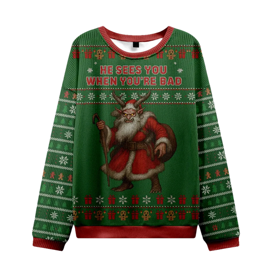 Krampus Sees you When you're bad Christmas Ugly Sweater - Moonbestprint
