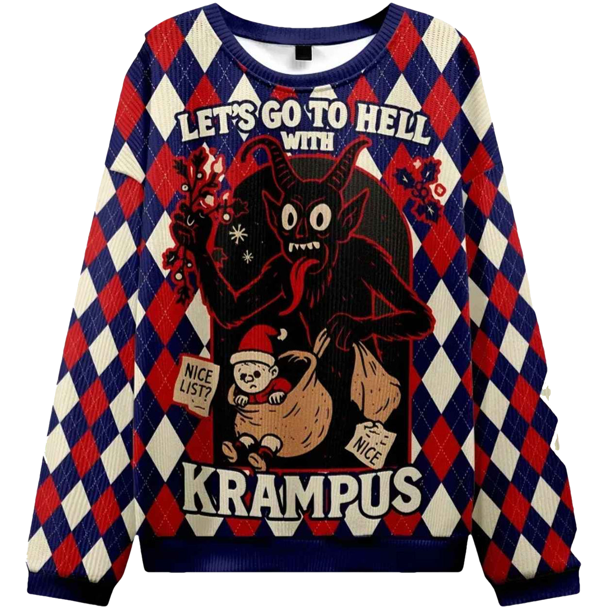 Krampus Grabs Children Christmas Ugly Sweater - Moonbestprint