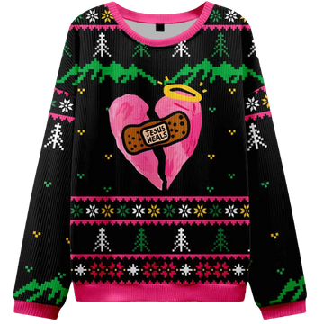 Jesus Heals Pink Heart Christian Ugly Christmas Sweater - Moonbestprint
