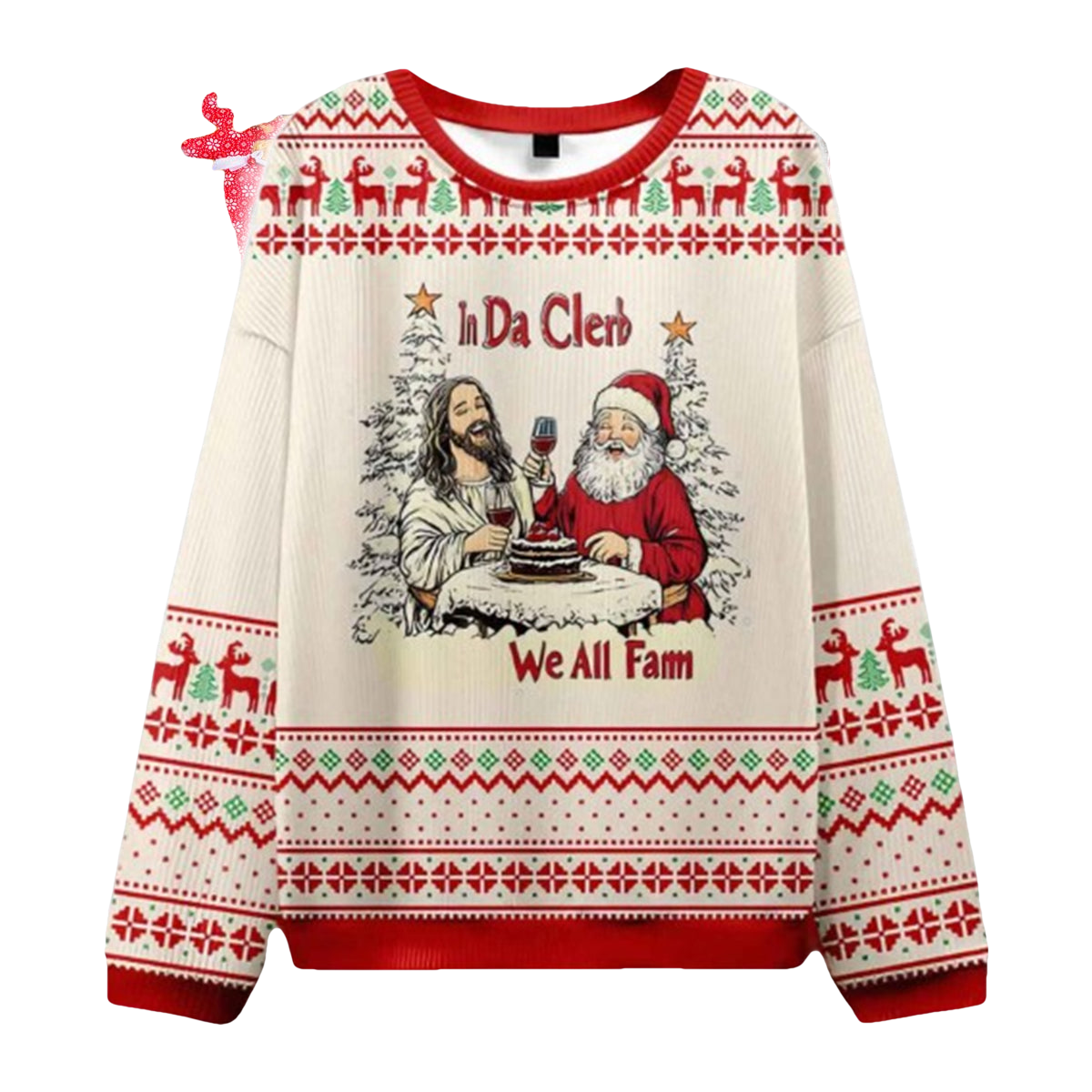 In Da Clerb We All Fam Jesus Christian Ugly Christmas Sweater - Moonbestprint